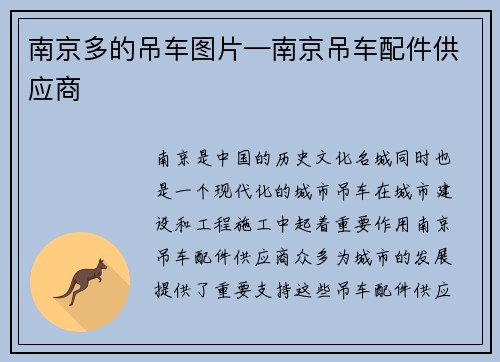 南京多的吊车图片—南京吊车配件供应商