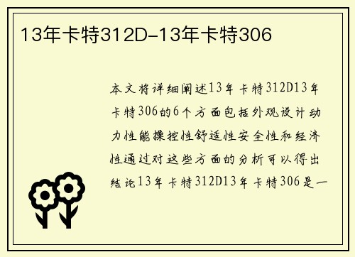13年卡特312D-13年卡特306